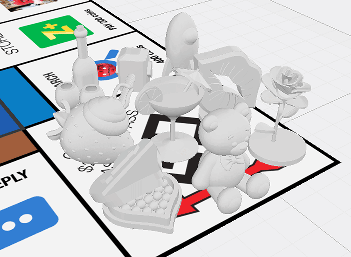 3D renderings of a game tokens